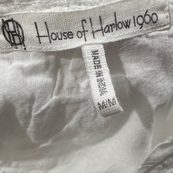 House of Harlow 1960 100% Cotton White Vivienne Mini Drop Waist Boho Dress M - Picture 4 of 17